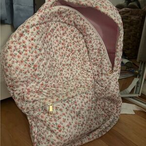 Quilted Floral Pink & White Backpack
